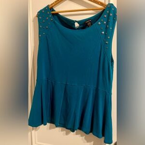 Torrid Teal Studded Peplum Top